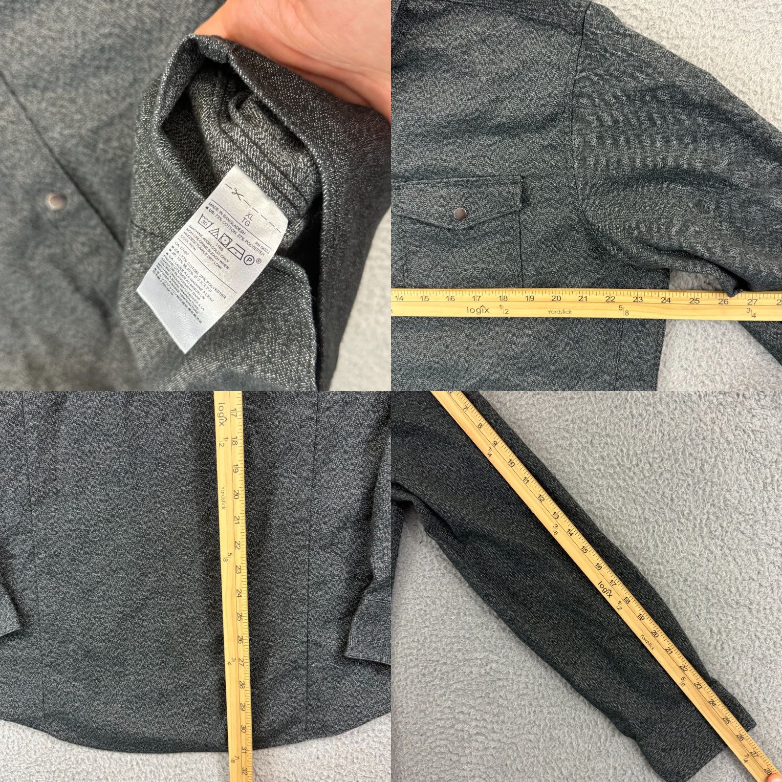 Banana Republic VINTAGE Banana Republic Shirt Men XL Black Slim Fit Dress Snap Button Preppy Long Sleeve Size 46R - 8 Thumbnail