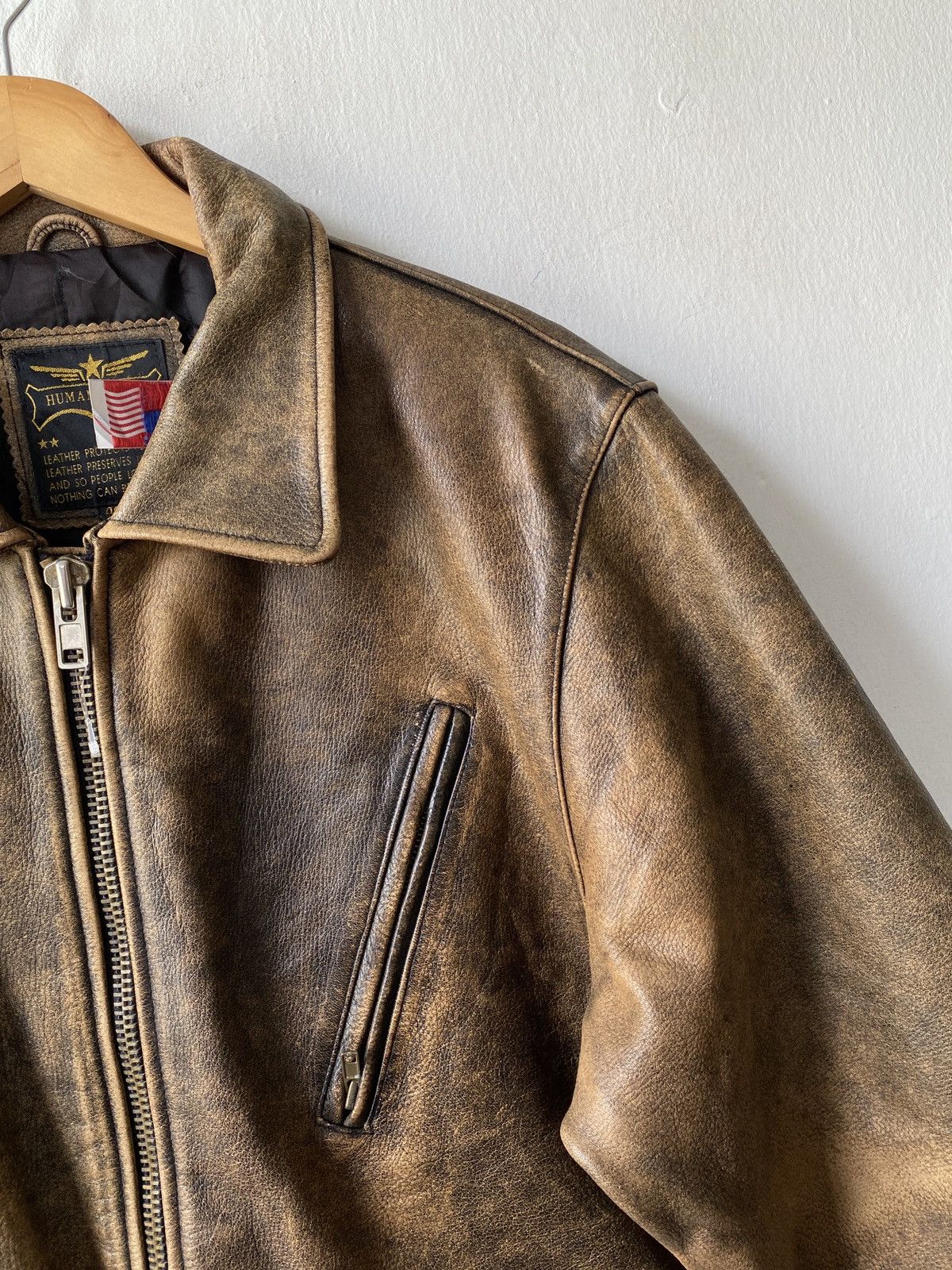 Branded Leather × Vintage Vintage 90s Human Being Union Made Leather Jacket Size US L / EU 52-54 / 3 - 8 Thumbnail