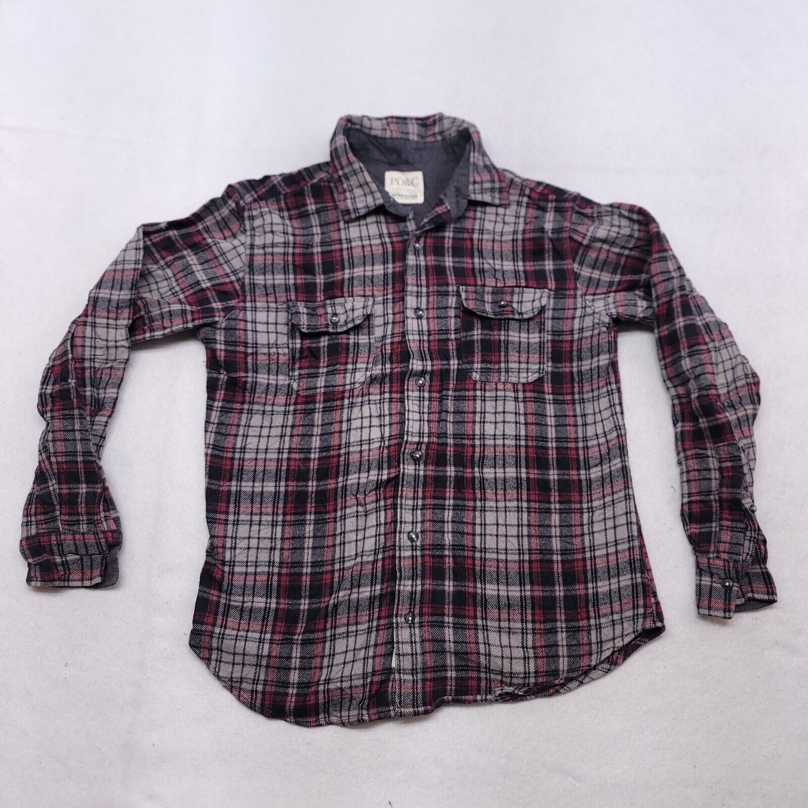 PD&C PD & C Tartan Flannel Shirt Adult Men Size Large L Black Red Size US L / EU 52-54 / 3 - 2 Thumbnail