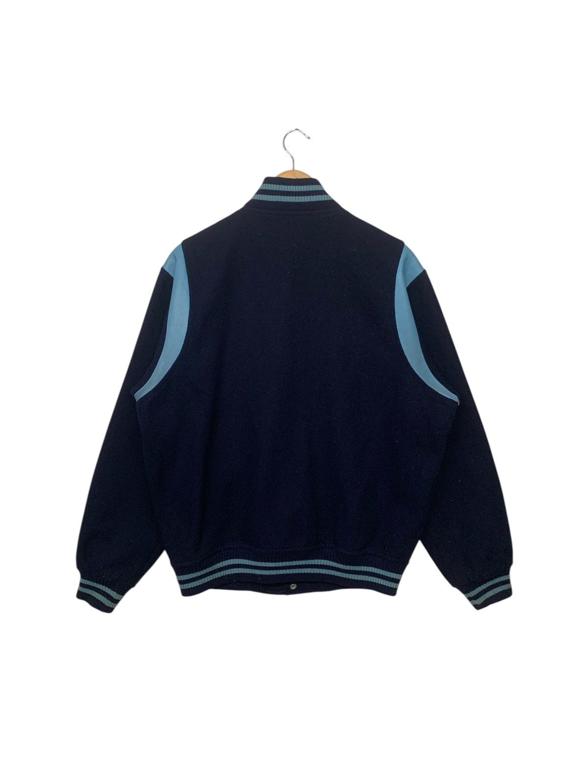 Leather × Vintage Vintage 90's Bronco New York Varsity Jacket Size US L / EU 52-54 / 3 - 4 Thumbnail
