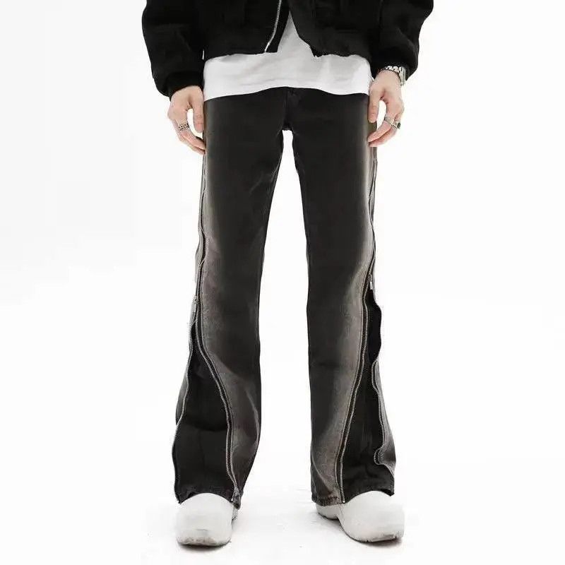 Japanese Brand × Jean Zipper Black Flare Denim Jeans Size US 34 / EU 50 - 5 Thumbnail