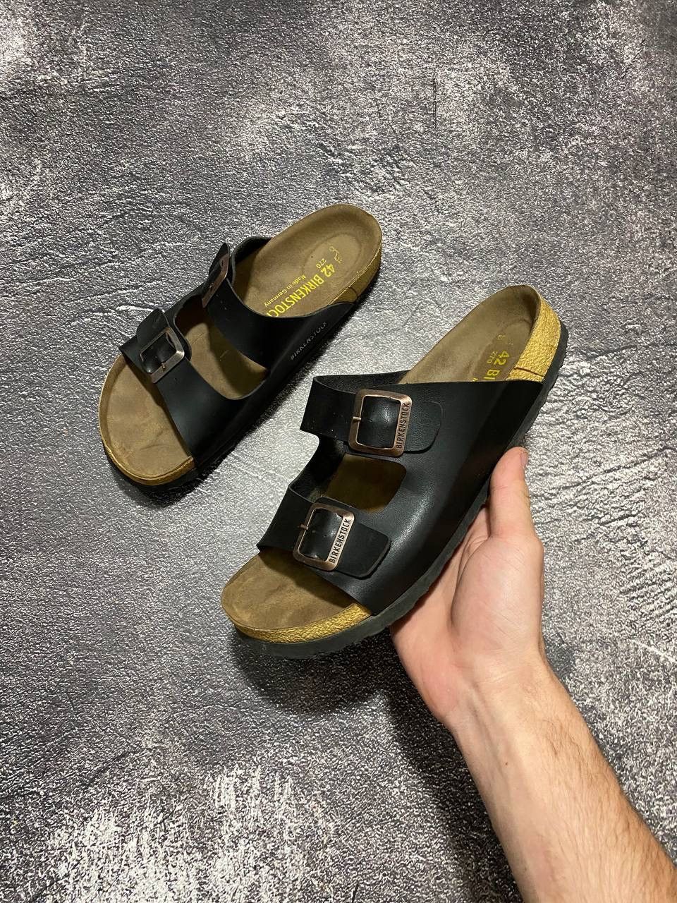 Avant Garde x Birkenstock Arizona Sandals Shoes Leather Belts Grey 42 Size in Black, Men's