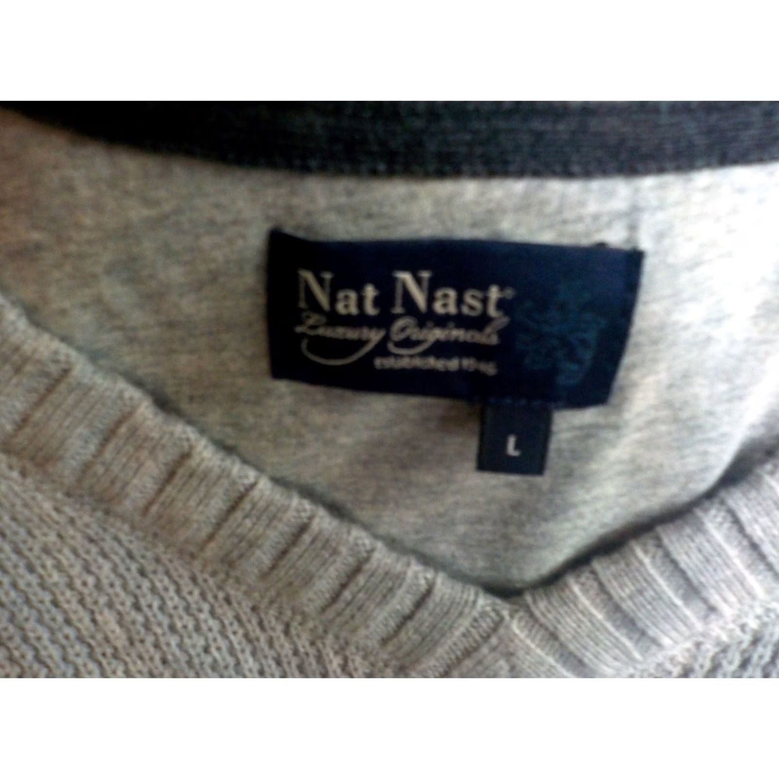 Nat Nast NAT NAST Luxury Originals Pullover V-Neck Sweater Gray Large Mens Knit Tight-Cotton Blend? (No Tag) V-Neck Ribbed Neckline Cuffs Waistband Sweatshirt Size US L / EU 52-54 / 3 - 4 Thumbnail