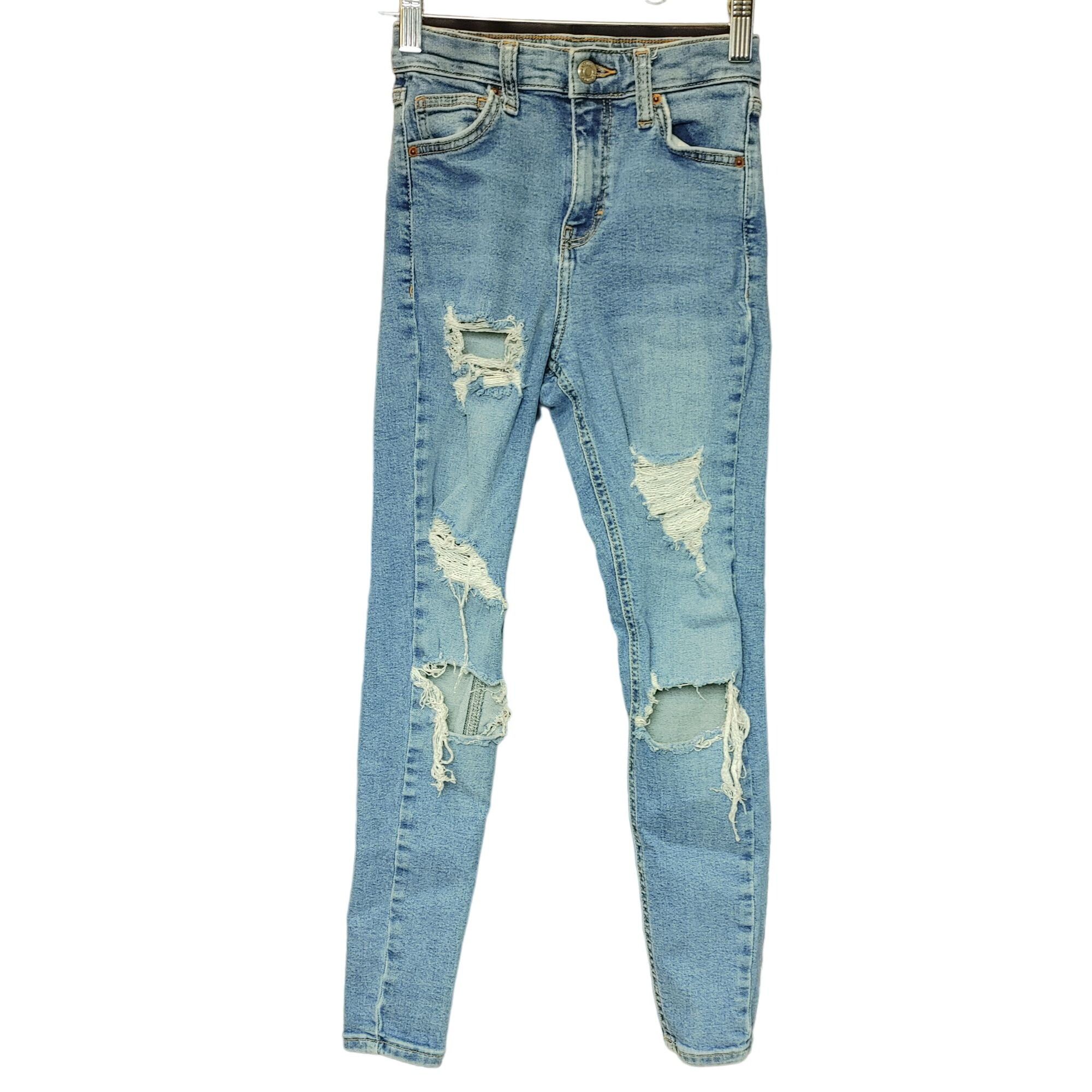 Topshop TopShop Moto JAMIE Women's Distressed Light Blue Jeans W25 L Size 25" / US 0 / IT 36 - 1 Thumbnail