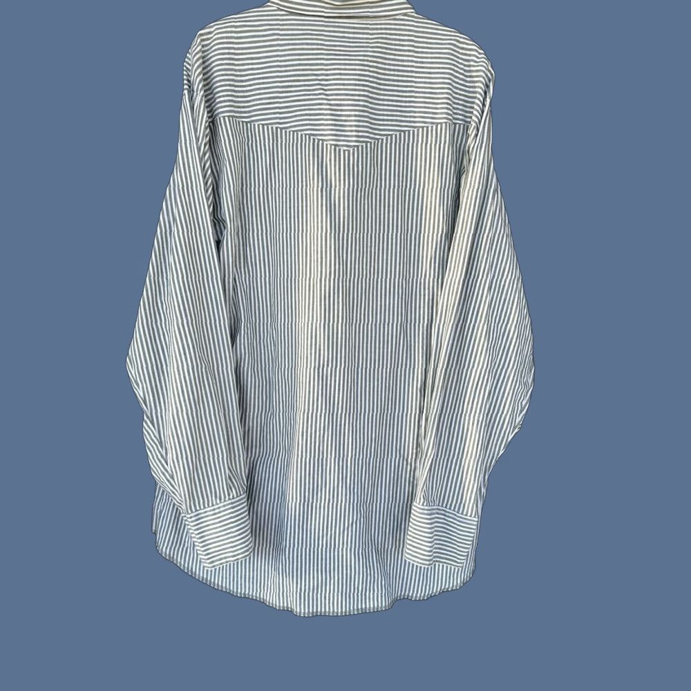 Wrangler VINTAGE Wrangler Pearl Snap Shirt Men XLT Blue White Stripe Western Cowboy Shirt Size US XL / EU 56 / 4 - 1 Thumbnail