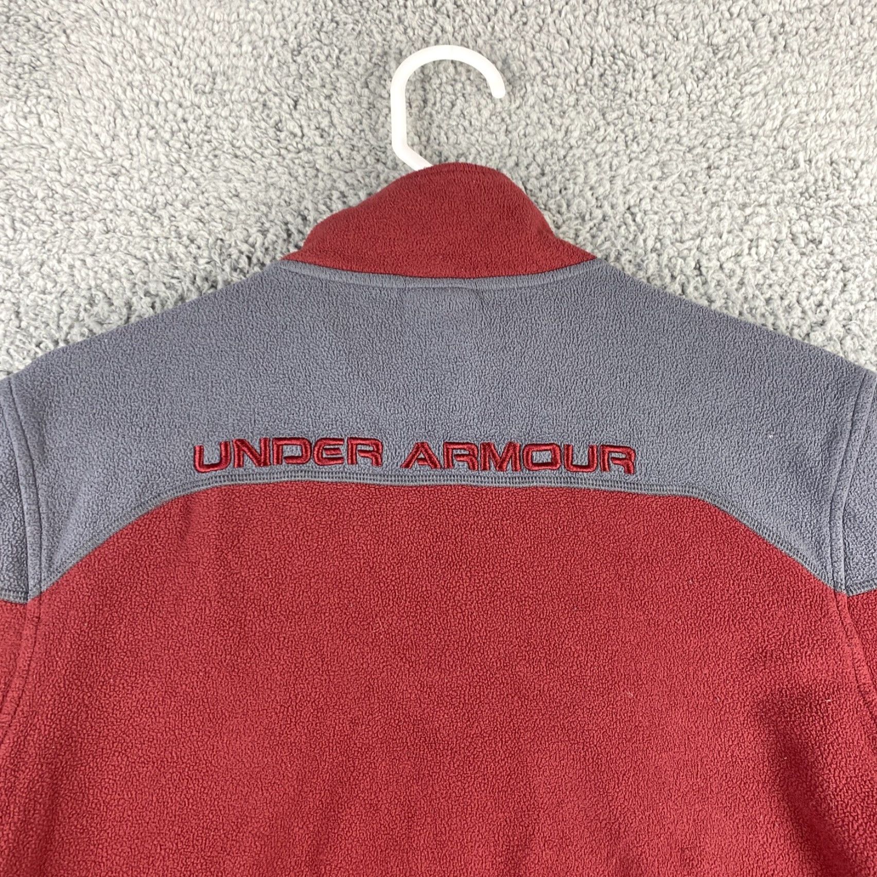 Under Armour VINTAGE? No — Under Armour Mens Pullover Jacket 1/4 Zip Fleece Red Gray 43-1 M Red Mens Jacket 44 Chest Sports Logo Size US M / EU 48-50 / 2 - 7 Thumbnail