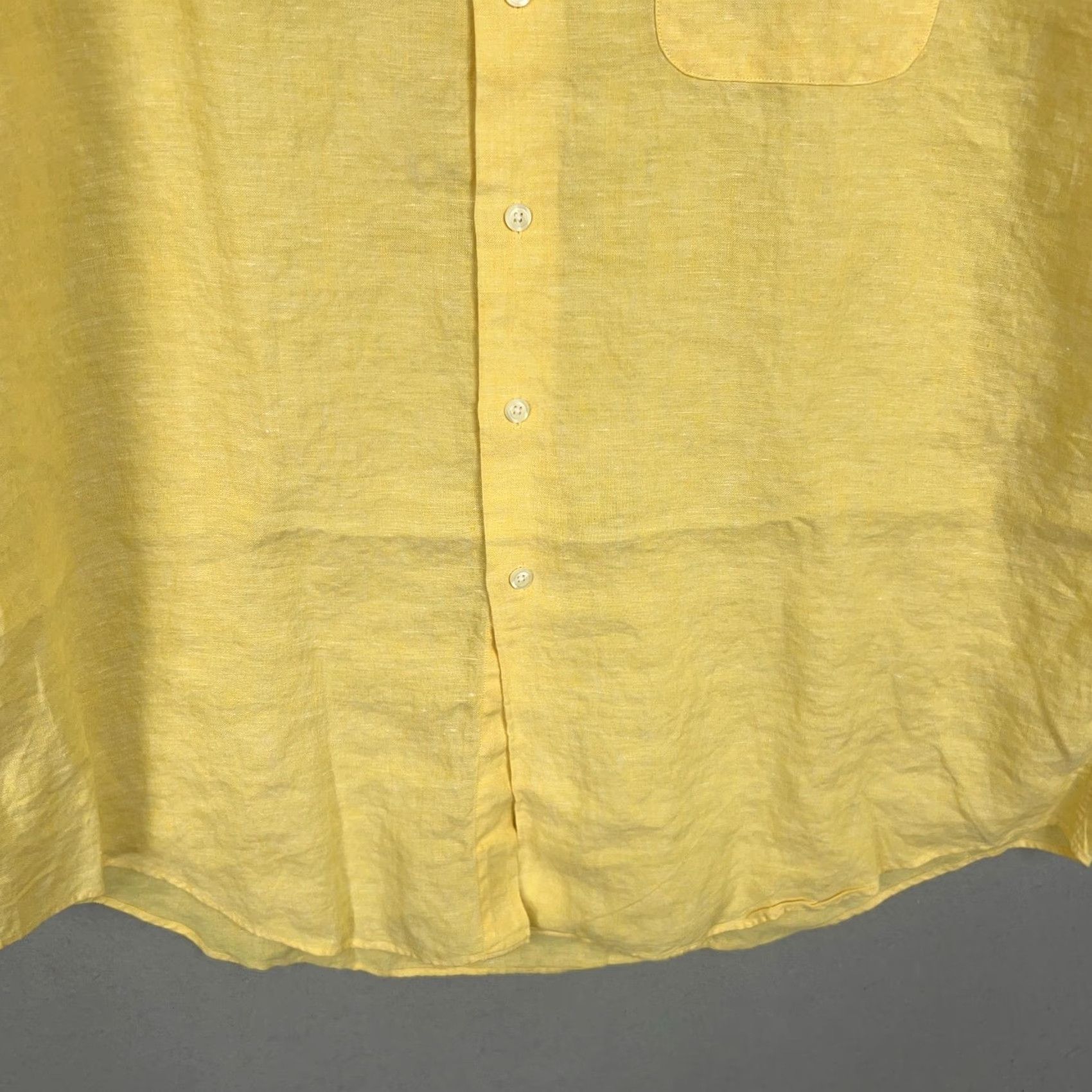 Brooks Brothers VINTAGE Brooks Brothers Shirt Mens XL Yellow Linen 346 Resort Vacation Coastal Preppy 90s Size US XL / EU 56 / 4 - 3 Thumbnail