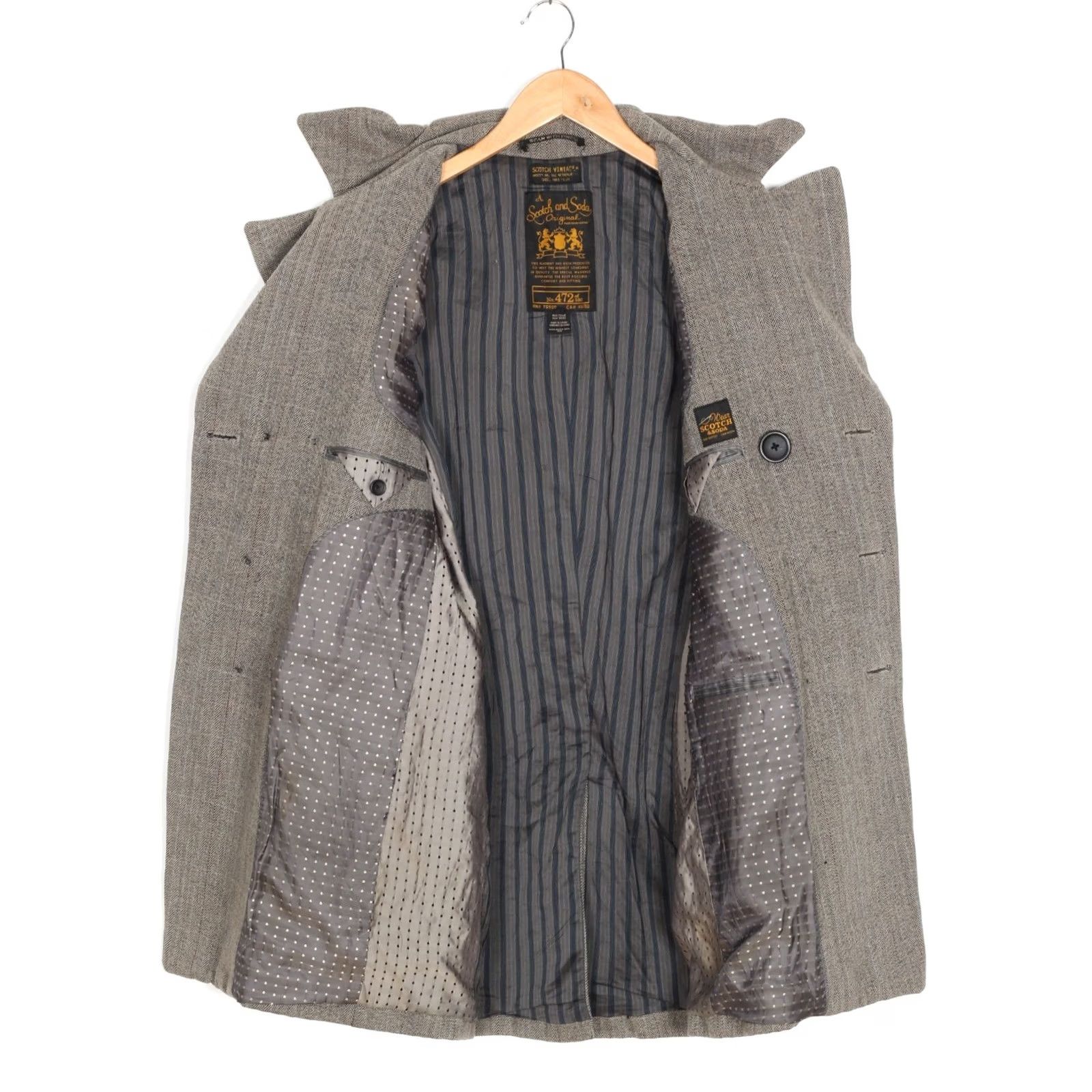 Scotch & Soda SCOTCH & SODA Pea Coat Men Size S Double Breasted Wool Blend Coat Grey Size US S / EU 44-46 / 1 - 4 Thumbnail