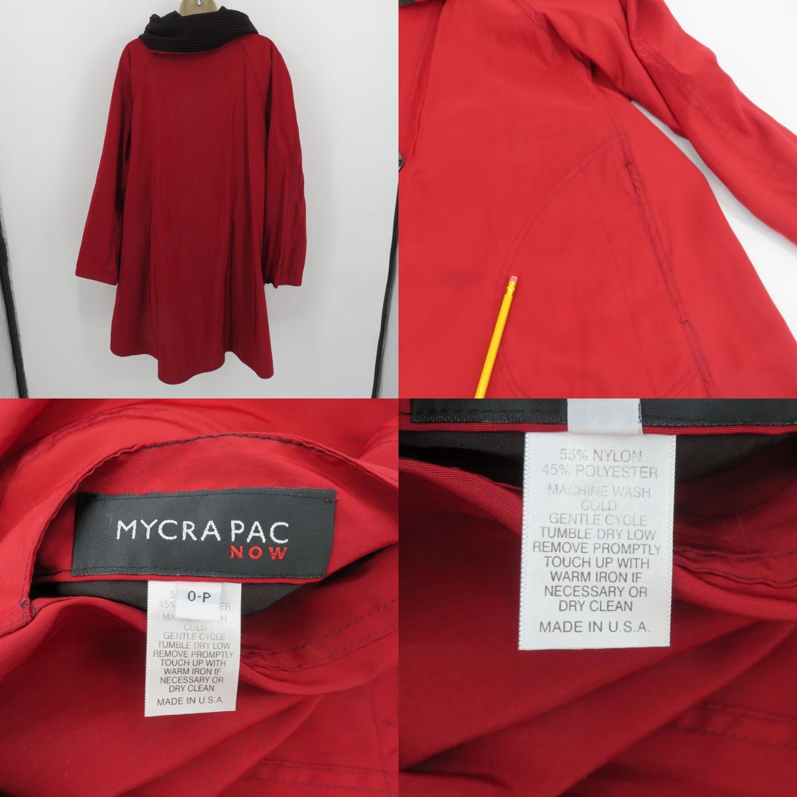 Vintage Mycra Pac Donatella Women Jacket 0-P Black Red Reversible Hood Pleated Size XS / US 0-2 / IT 36-38 - 8 Thumbnail