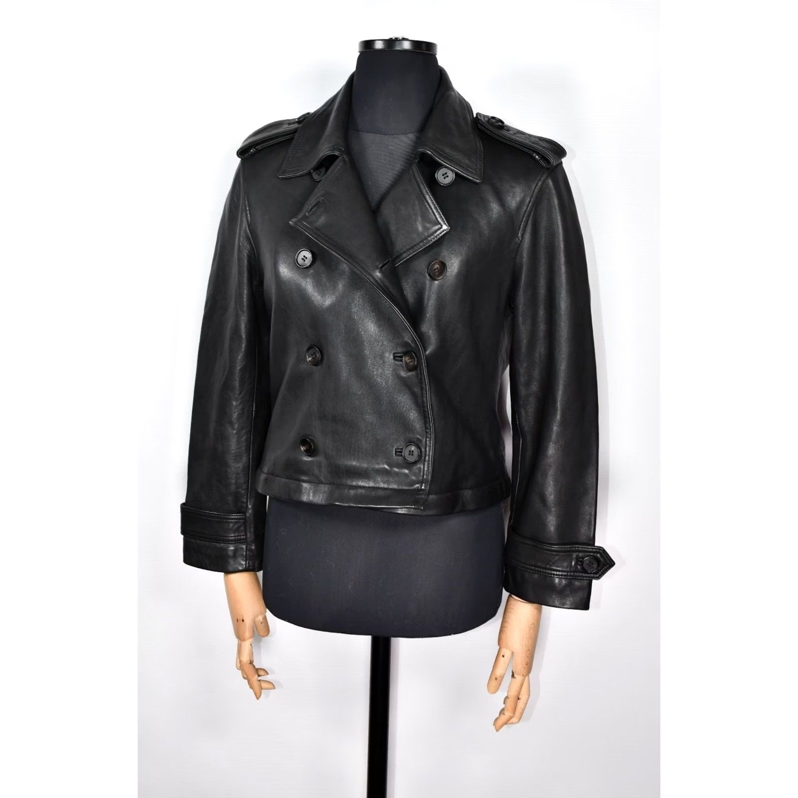Allsaints AllSaints TRAE TRENCH Convertible Jacket Women US 6 Black Leather Trench Coat Mid-Length Long Sleeve Button Dry Clean Only Modern Vintage: No Womens Size M / US 6-8 / IT 42-44 - 3 Thumbnail