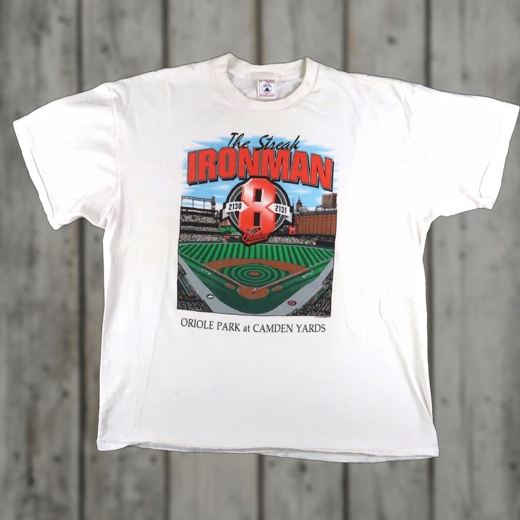 Delta VINTAGE 90s 1995 Camden Yards The Streak XL T-Shirt Cal Ripken Orioles White Size US XL / EU 56 / 4 - 1 Thumbnail