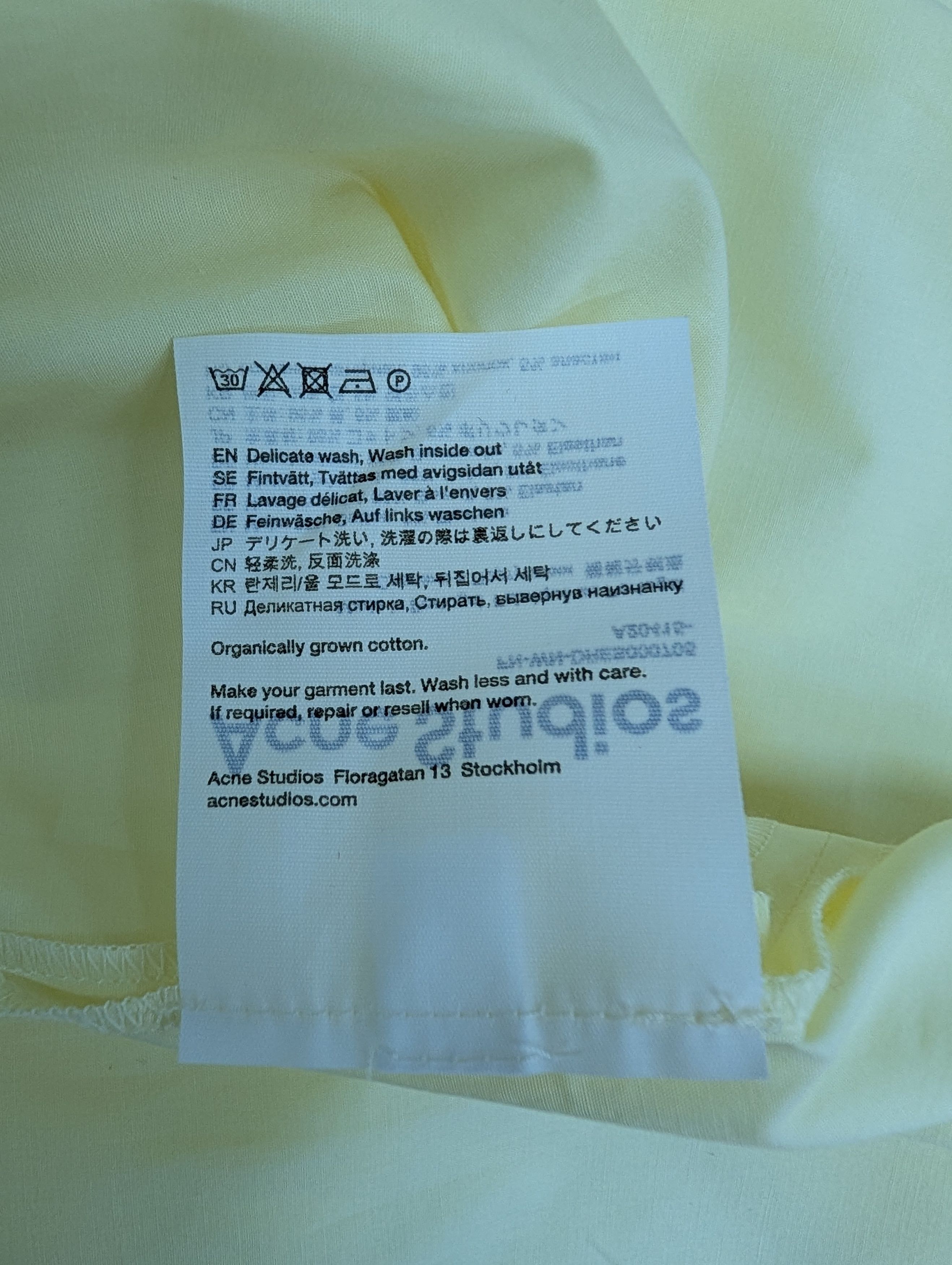 Acne Studios Light Yellow Long Sleeve Shirt Dress Size XXS / US 00 / IT 34 - 7 Thumbnail