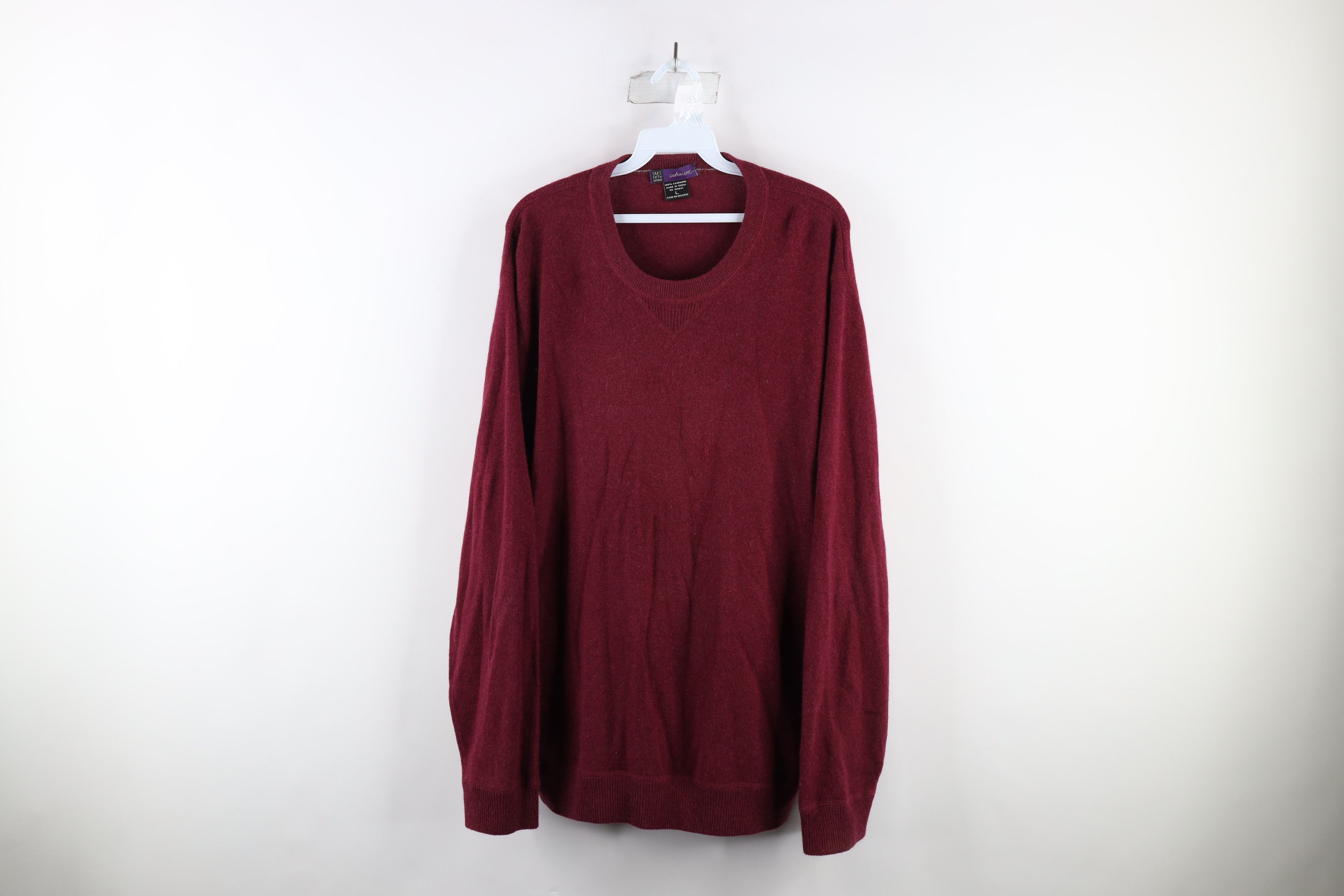 Vintage Vintage Blank Cashmere Knit Crewneck Sweater Burgundy Size US L / EU 52-54 / 3 - 1 Thumbnail