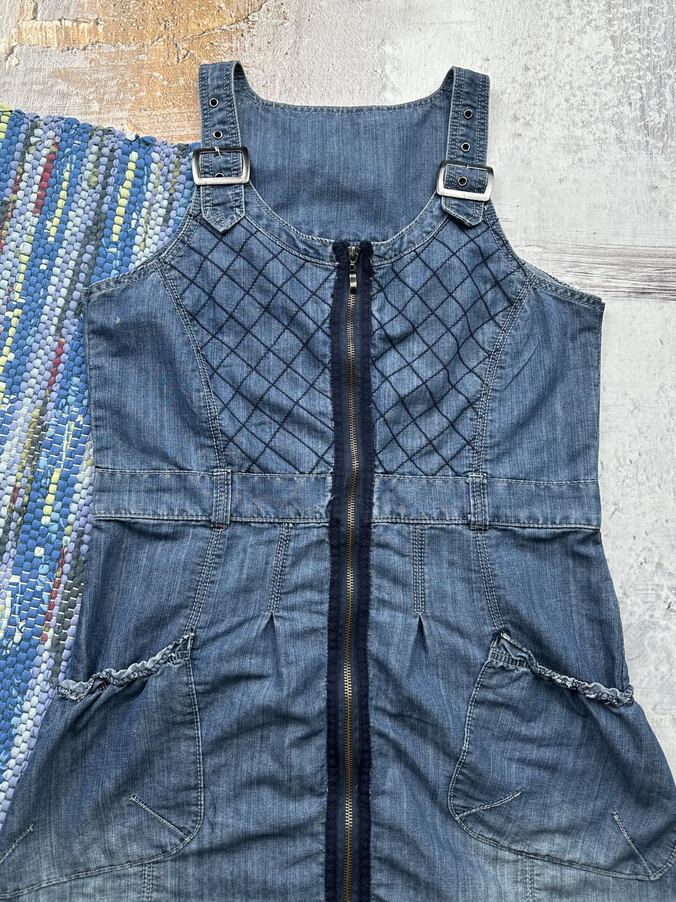 Japanese Brand Vintage Denim Dress With Shoulders Belted A181(281) Size M / US 6-8 / IT 42-44 - 2 Thumbnail