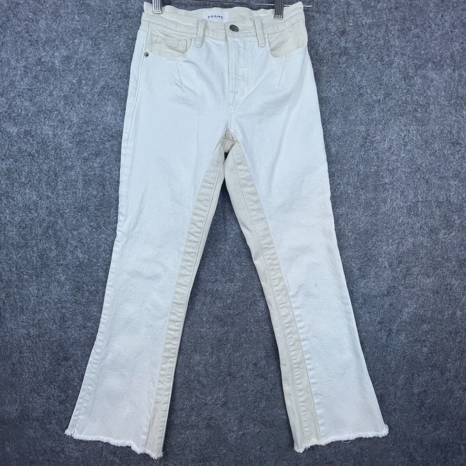 Frame Frame Denim Jeans Women 24 Le Crop Mini Boot White Two Toned Size 24" / US 00 / IT 34 - 1 Thumbnail
