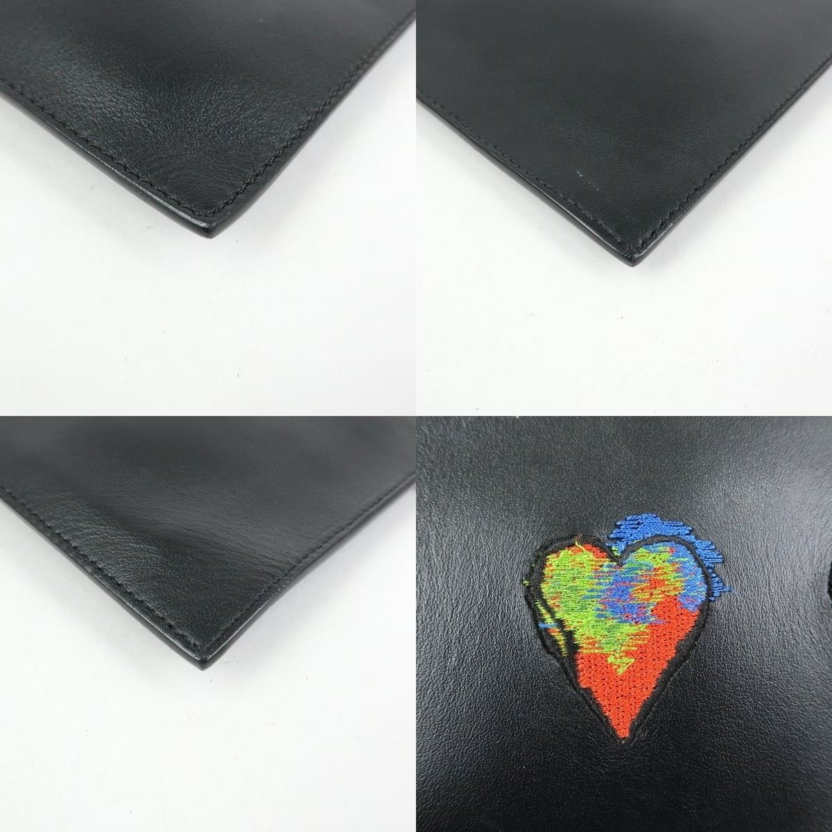 Versace Versace Logo Heart Leather Clutch Black Size ONE SIZE - 5 Thumbnail