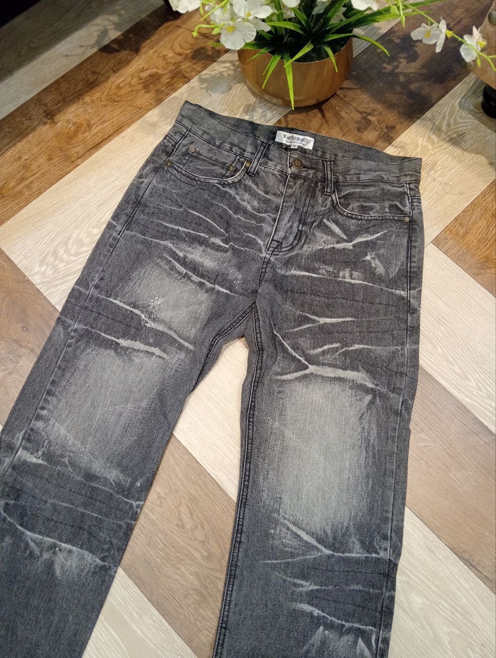 If Six Was Nine JAPANESE LOWBOX DISTRESSED LOOK JEANS - BLACK Size US 30 / EU 46 - 4 Thumbnail