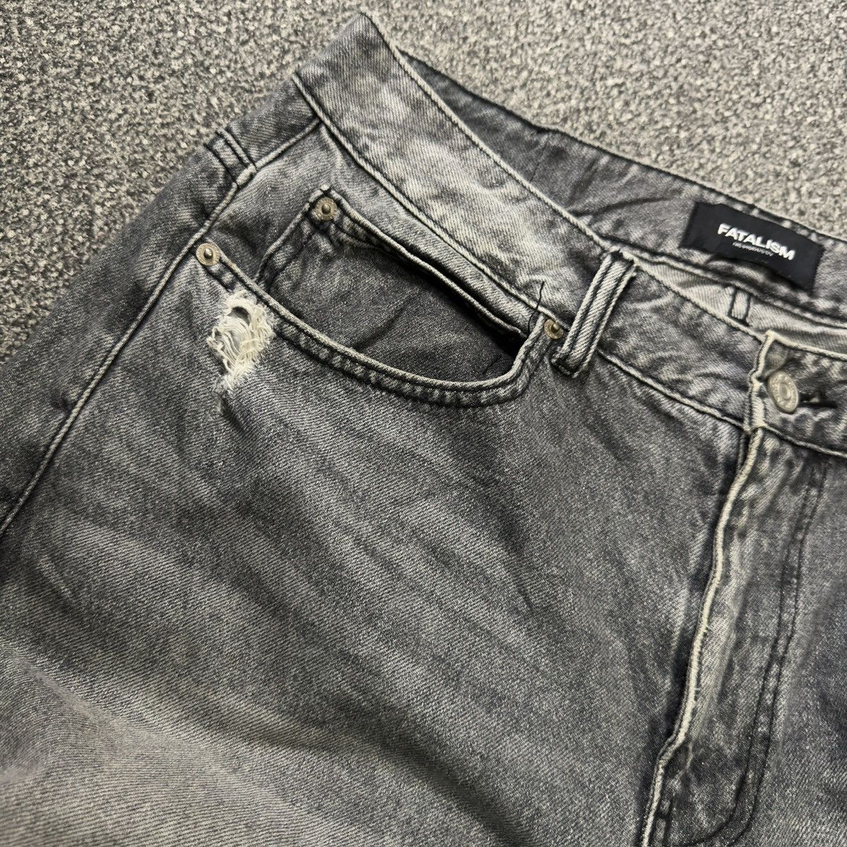 Japanese Brand Avant Garde Baggy Fatalism Black Wild Destroyed Wide Fit Size US 34 / EU 50 - 11 Thumbnail