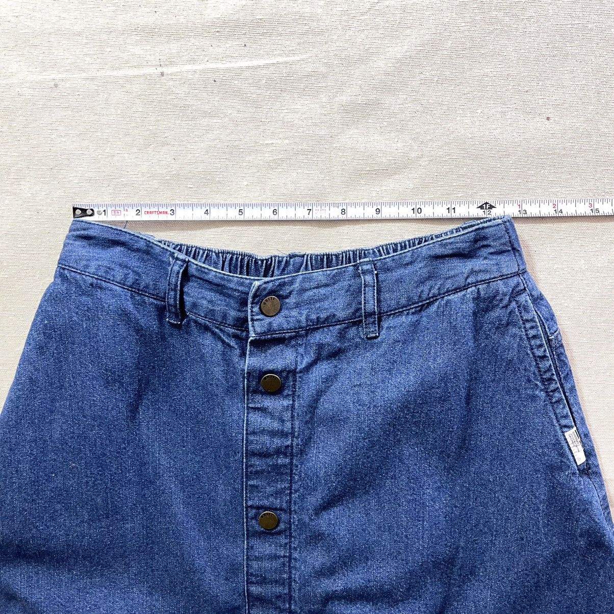 CHOCOOLATE Denim Elastic Waist A Line Faux Button Midi Skirt Size 27" / US 4 / IT 40 - 5 Thumbnail
