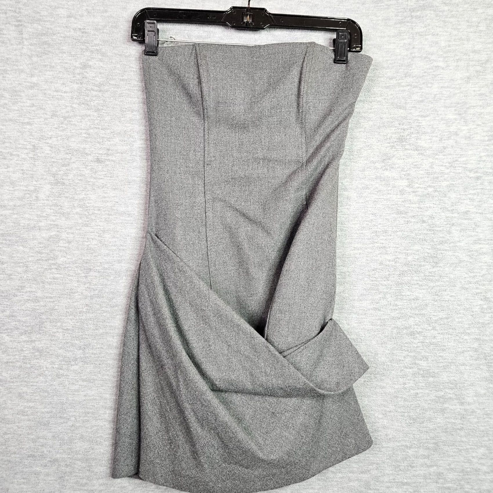 Zara ZARA Strapless Gray Mini Dress XS Asymmetrical Ruched Bodycon NWT Size XS / US 0-2 / IT 36-38 - 4 Thumbnail
