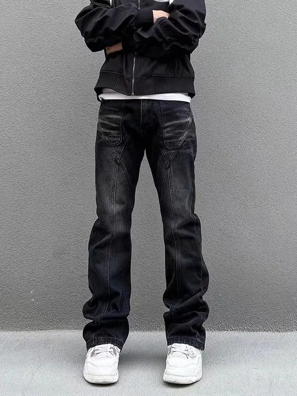 VIBE Street washed distressed patchwork micro-flare jeans Size US 32 / EU 48 - 3 Thumbnail