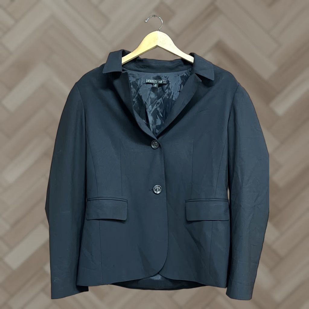 Vintage Lafayette 148 New York Women Black Blazer 100% Wool Size 10 Tuxedo Style Blazer Womens Size L / US 10 / IT 46 - 1 Thumbnail