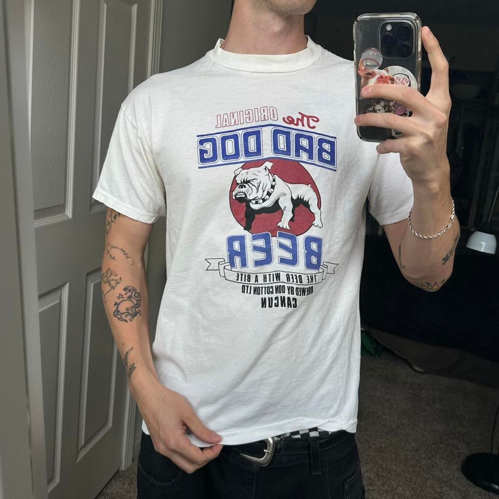 Vintage Vintage 80s Fitted Bad Dog Beer Bulldog Graphic Shirt Size US M / EU 48-50 / 2 - 7 Thumbnail