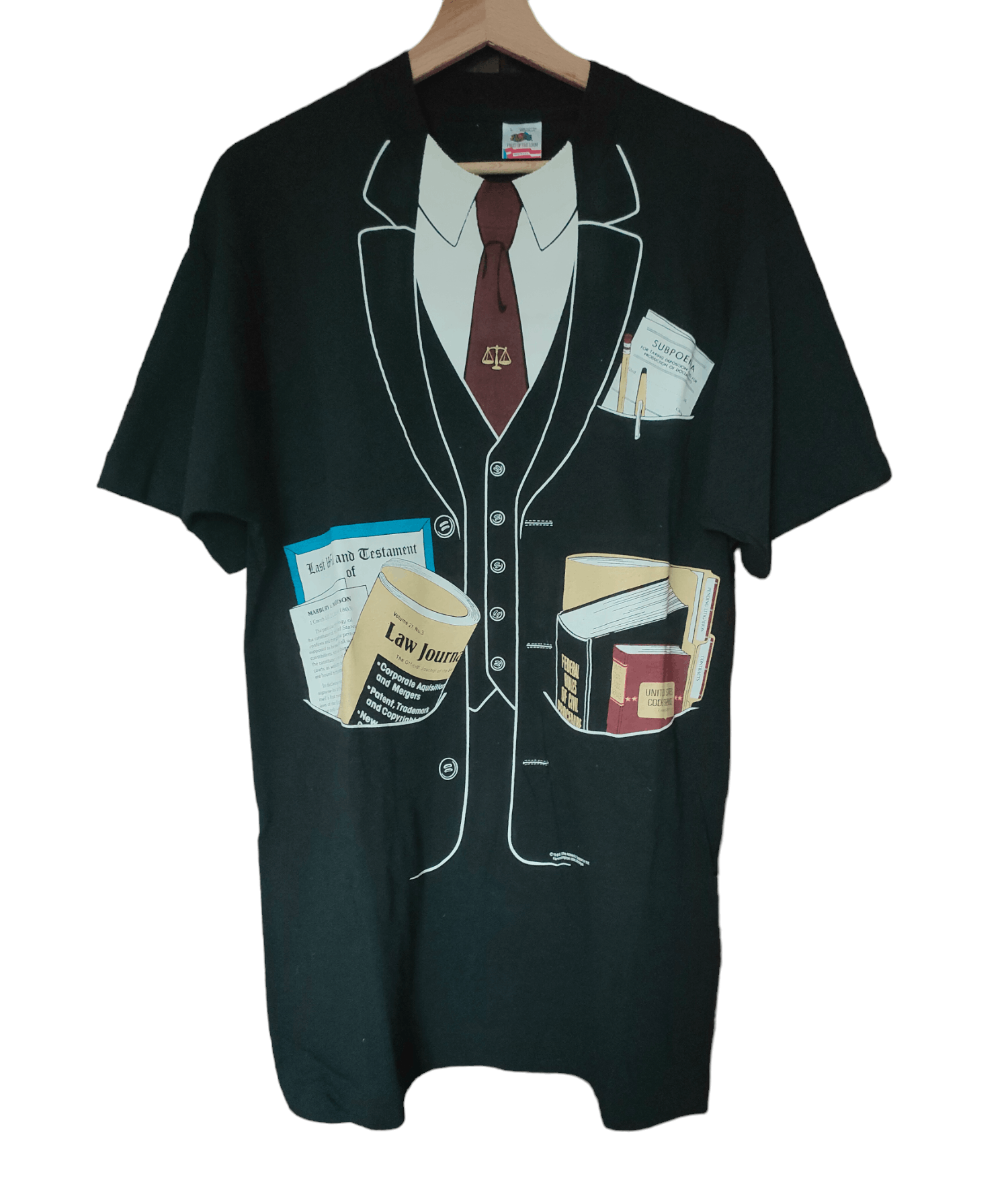 Fruit Of The Loom × Vintage 1986 Lawyer Cosplay Vintage Very Rare Tee Size US L / EU 52-54 / 3 - 1 Thumbnail