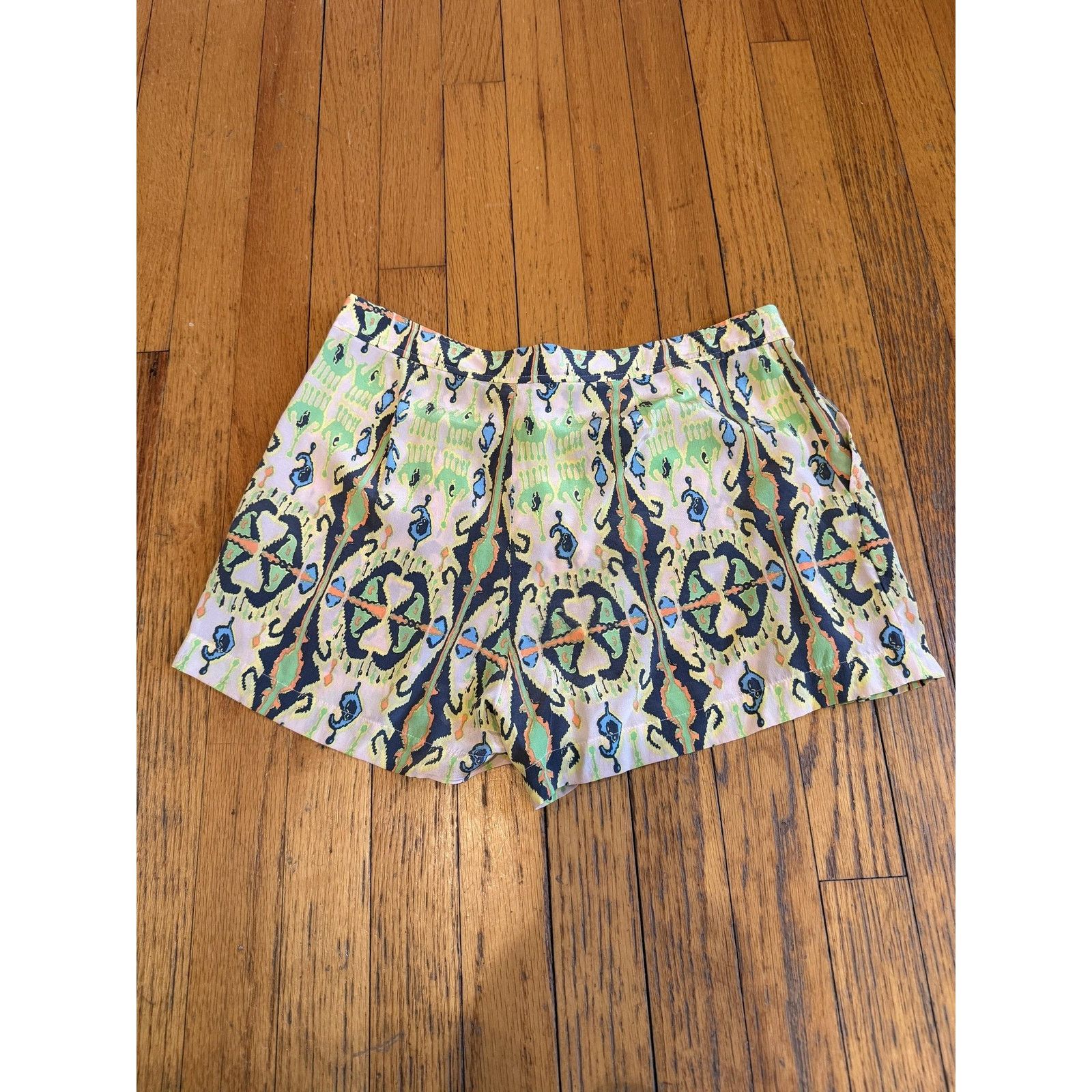 Tibi Tibi Shorts Womens 2 Multicolor Silk Wrap Pleated Geometric Size 26" / US 2 / IT 38 - 8 Thumbnail