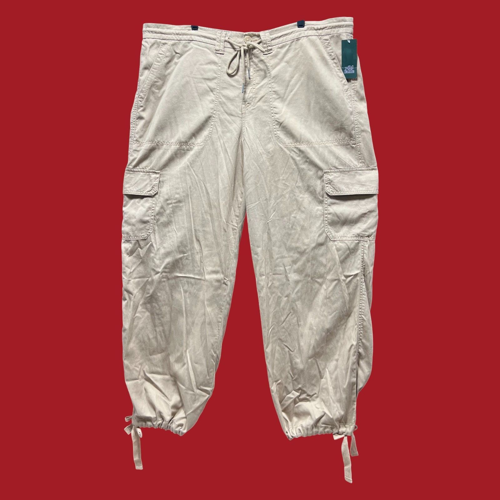 Other Wild Fable - Women's Mid-Rise Wide Leg Cargo Beach Pants - L Size 42" / US 20 - 3 Thumbnail