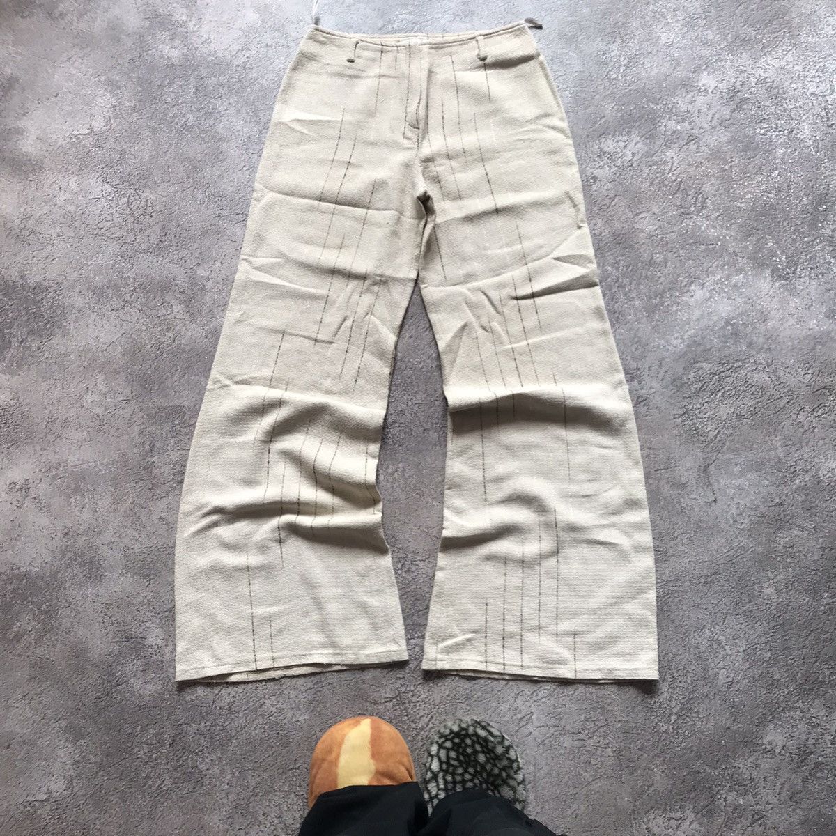 Vintage Vintage 90s Baggy Parachute Pants Cream Cargo Streetwear 28 Size 28" / US 6 / IT 42 - 2 Thumbnail