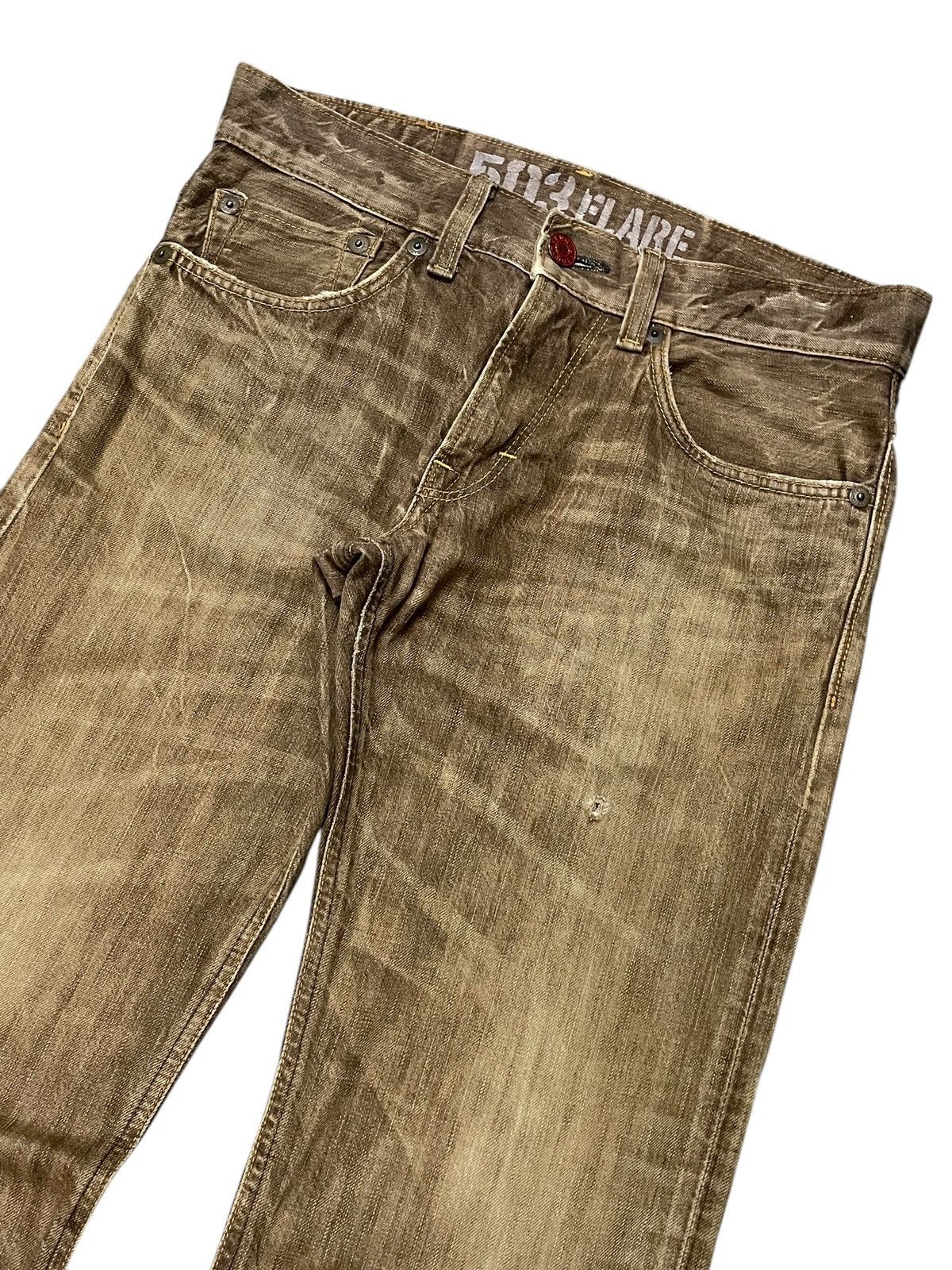 Edwin × Japanese Brand × Vintage Edwin 503 Flare Faded Brown Whiskers Jeans Size US 32 / EU 48 - 3 Thumbnail