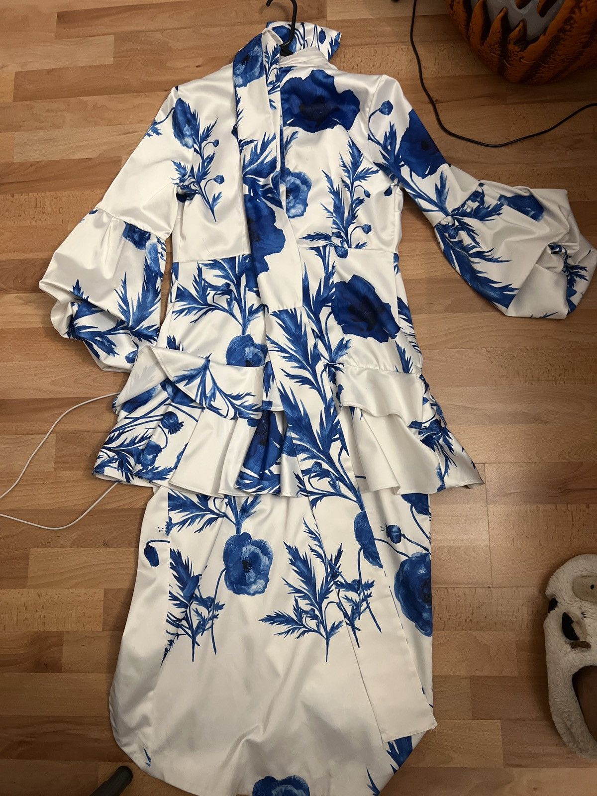 Designer Blue and white la patean maxi dress Size L / US 10 / IT 46 - 2 Thumbnail