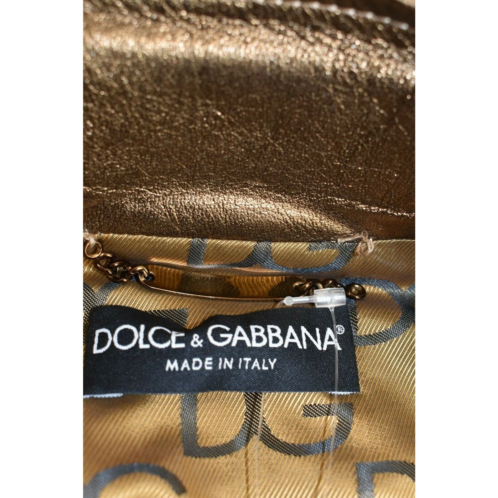 Dolce & Gabbana DOLCE GABBANA GOLD LEATHER DRESS BOMBER RUNWAY JACKET 44 $4K Size M / US 6-8 / IT 42-44 - 7 Thumbnail