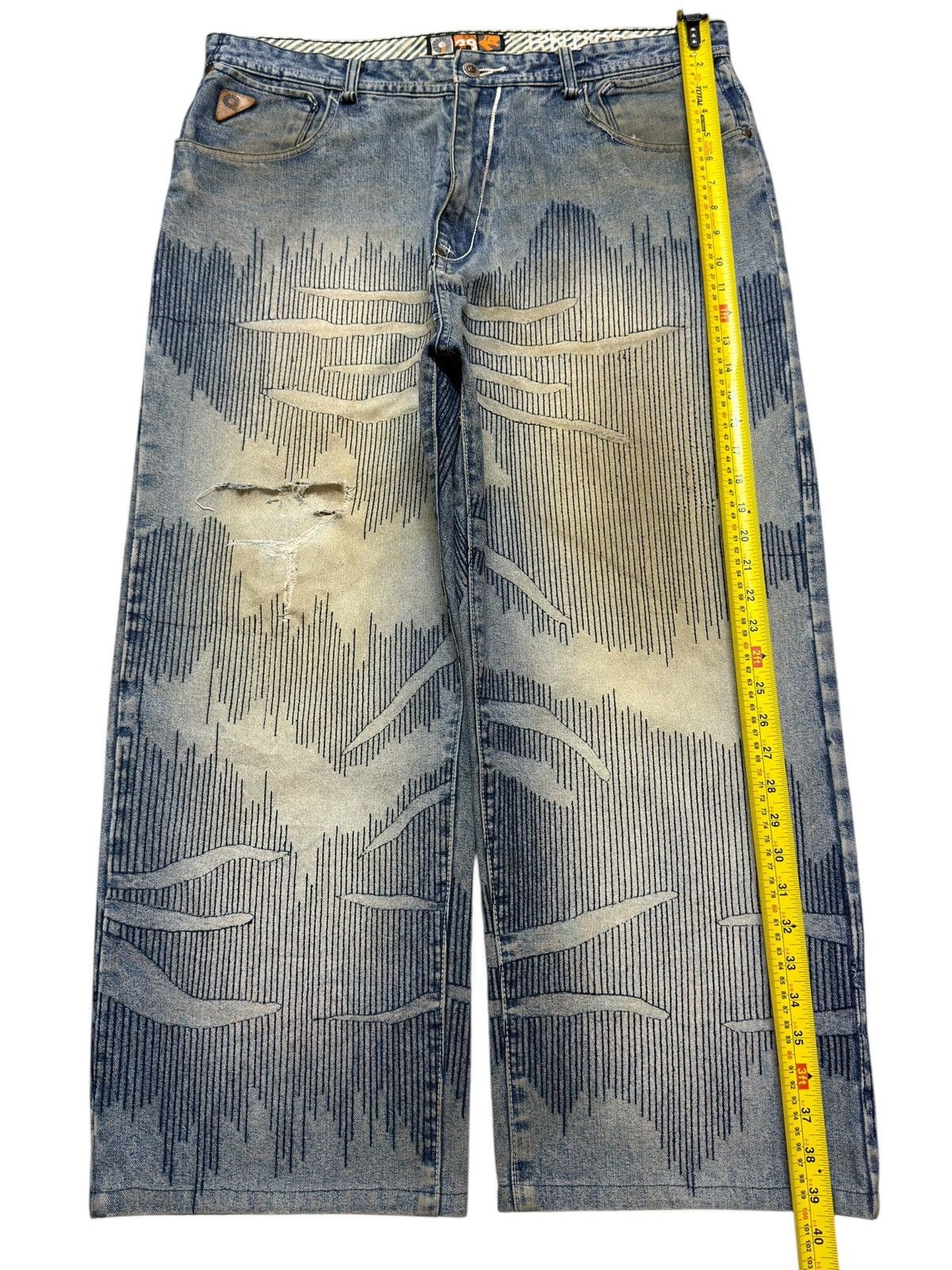 Akademiks Vintage Y2K Akademiks Faded Wash Boro Sashiko Wide Leg Baggy Size US 38 / EU 54 - 12 Thumbnail