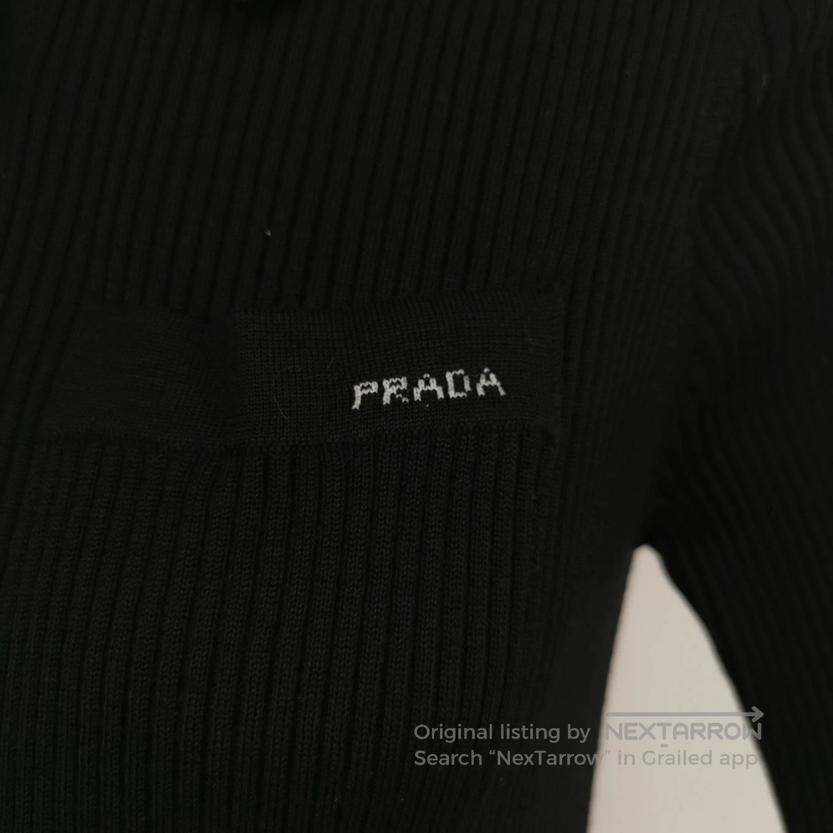 Prada Prada Black Knit Polo Shirt with Logo . Size L / US 10 / IT 46 - 3 Thumbnail