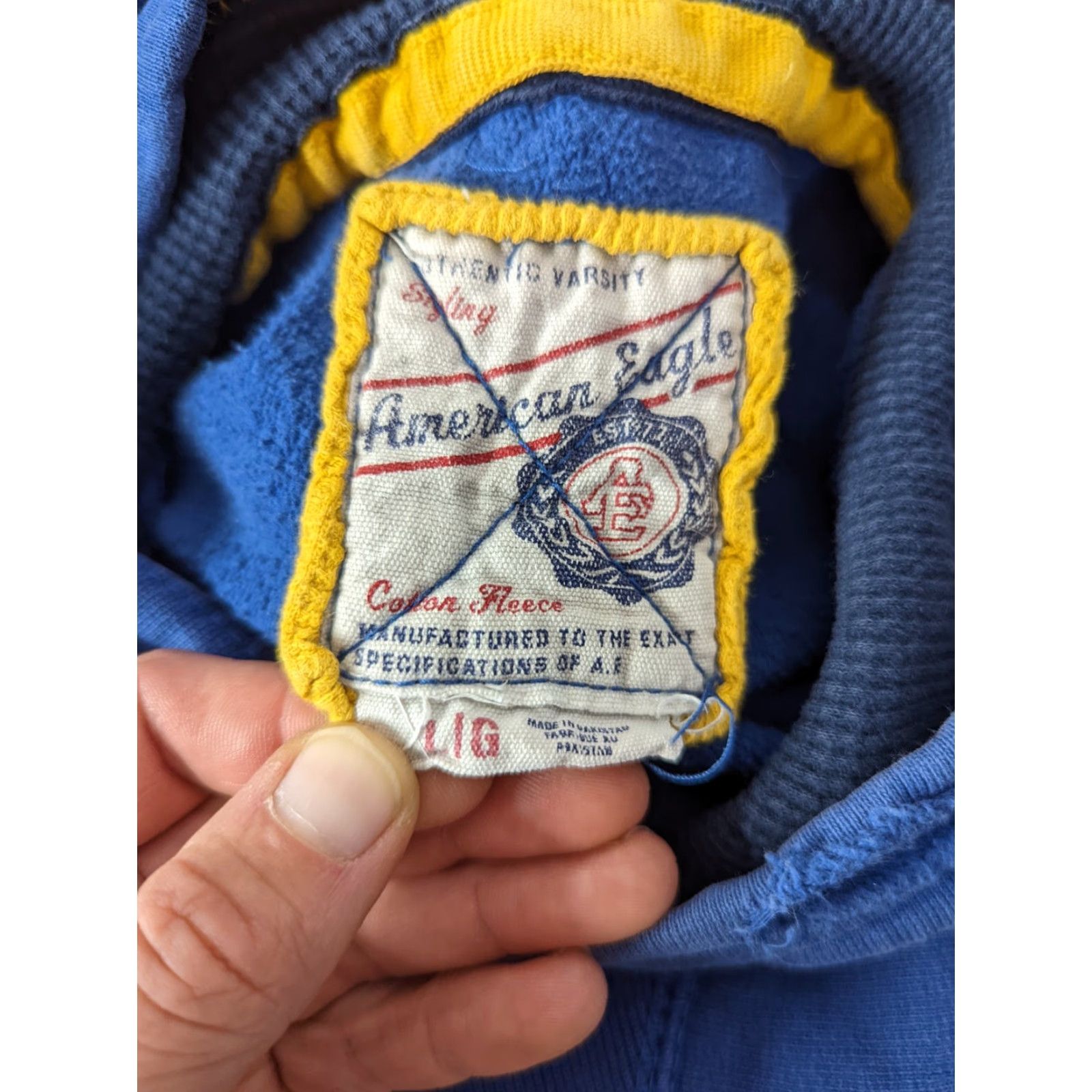 Vintage American Eagle Hoodie Pullover Sweatshirt Blue Embroidered Size L Mens Size US L / EU 52-54 / 3 - 4 Thumbnail