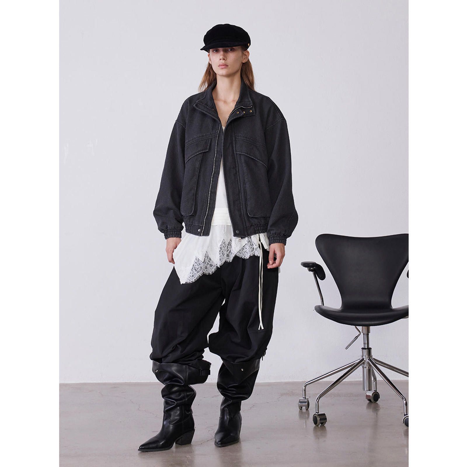 Japanese Brand Oversized Utility Jacket, Casual Bomber Size M / US 6-8 / IT 42-44 - 2 Thumbnail