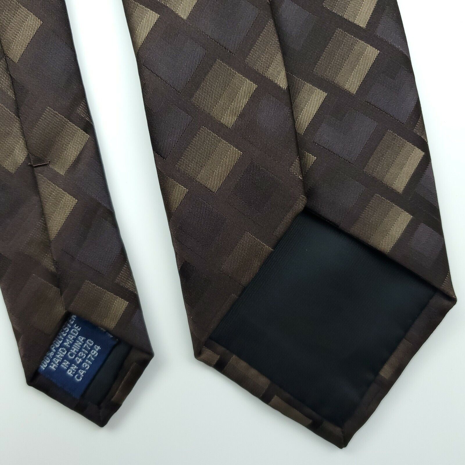John Ashford John Ashford Polyester Brown Geometric Tie Skinny Size ONE SIZE - 5 Thumbnail