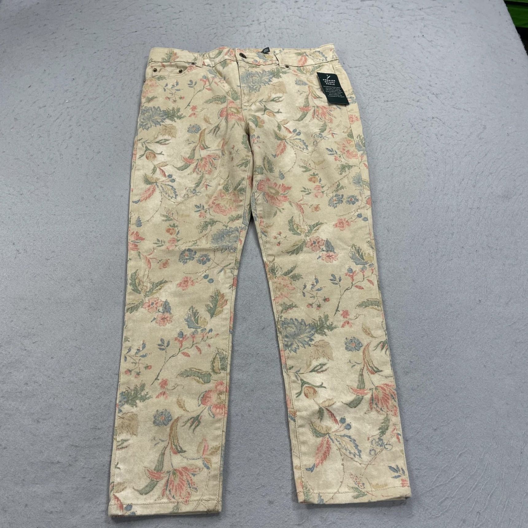 Ralph Lauren VINTAGE Lauren Ralph Lauren Jeans Womens 8 Floral Premier Skinny Ankle Stretch Denim NWT Size 30" / US 8 / IT 44 - 2 Thumbnail