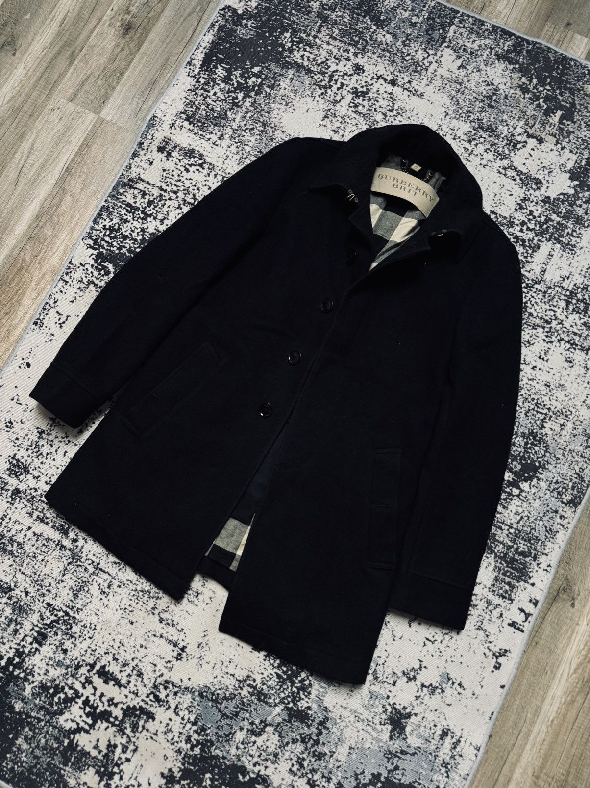Burberry × Designer × Vintage Vintage Burberry wool Pattern Long Coat Navy XS Size US XS / EU 42 / 0 - 2 Thumbnail