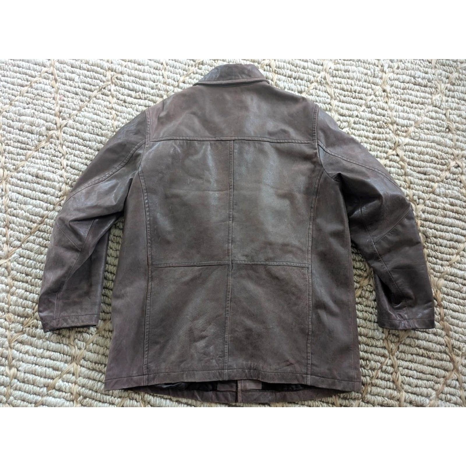 Eddie Bauer VINTAGE Eddie Bauer COAT XL brown leather COWHIDE jacket mens overcoat Patina distressed Patina leather Size US XL / EU 56 / 4 - 2 Thumbnail