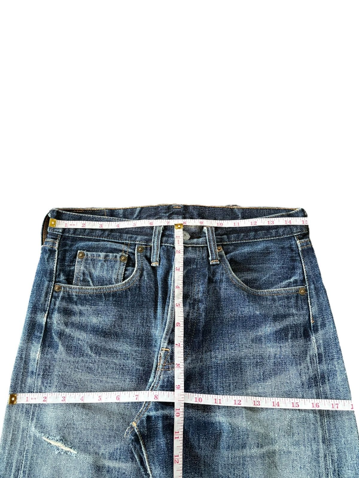 Denime Vintage 90s Denime Selvedge Faded Distress Loose Jeans Size US 30 / EU 46 - 6 Thumbnail