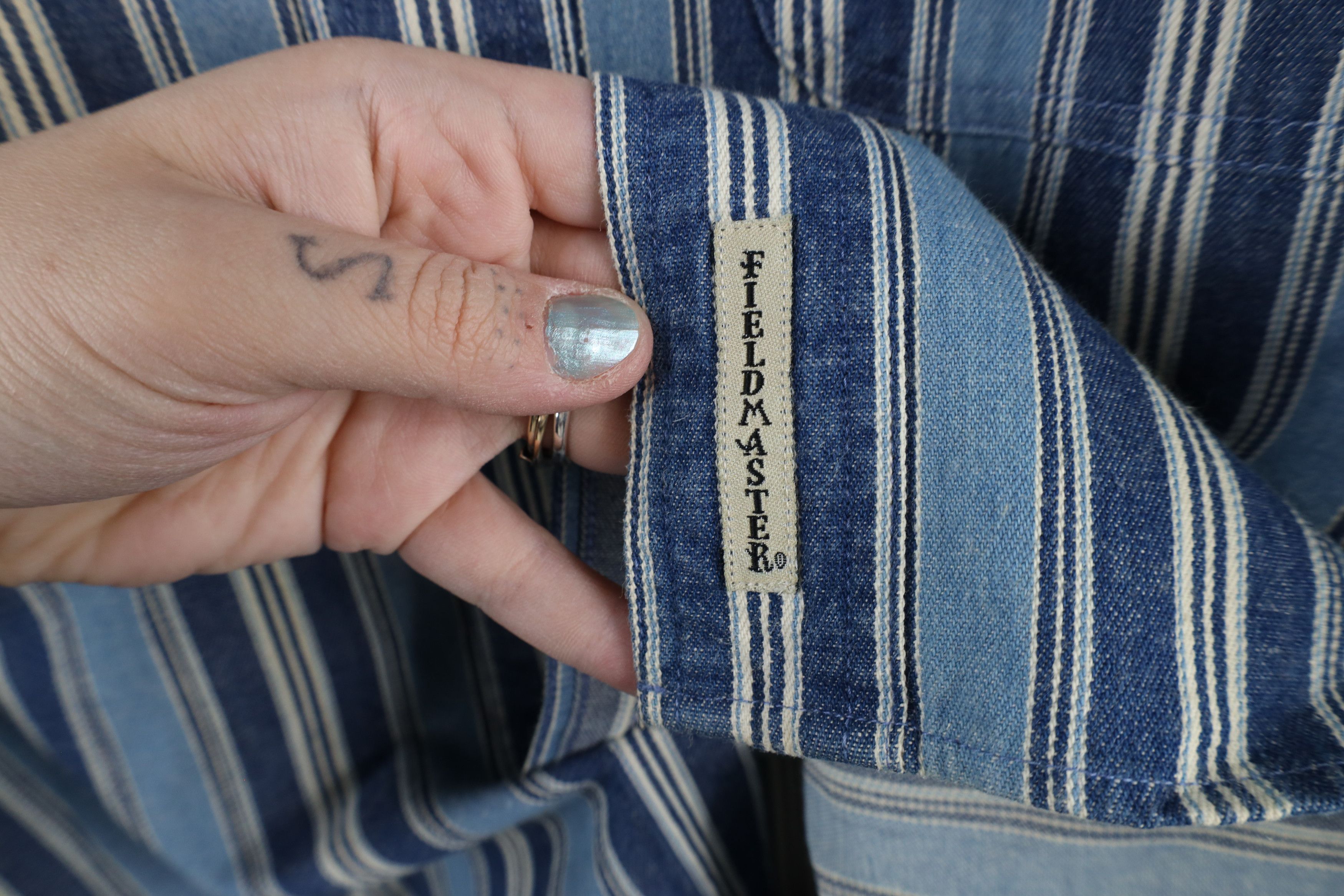 Vintage Vintage 90s Streetwear Striped Denim Jean Button Down Shirt Size US M / EU 48-50 / 2 - 6 Thumbnail