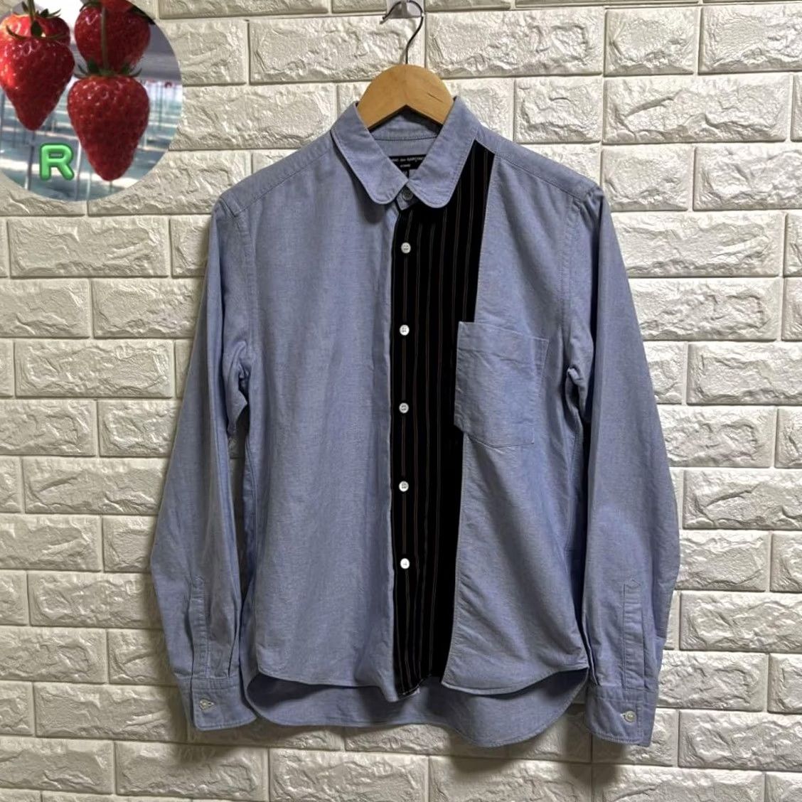 Comme des Garcons Girl Comme des Garçons Homme Long Sleeve Shirt, M, Patchwork, Blue, Cotton, Button-Up, Japan, Mens Size US M / EU 48-50 / 2 - 2 Thumbnail