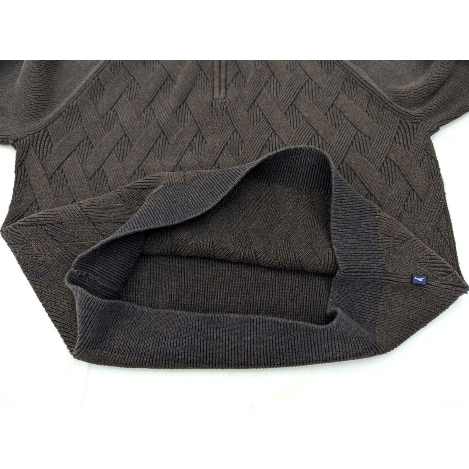 Tommy Bahama Tommy Bahama Cross Knit Cotton Midweight Sweater Men XL Raglan 1/2 Zip Mock Neck Brown Knit Pullover Size US XL / EU 56 / 4 - 7 Thumbnail