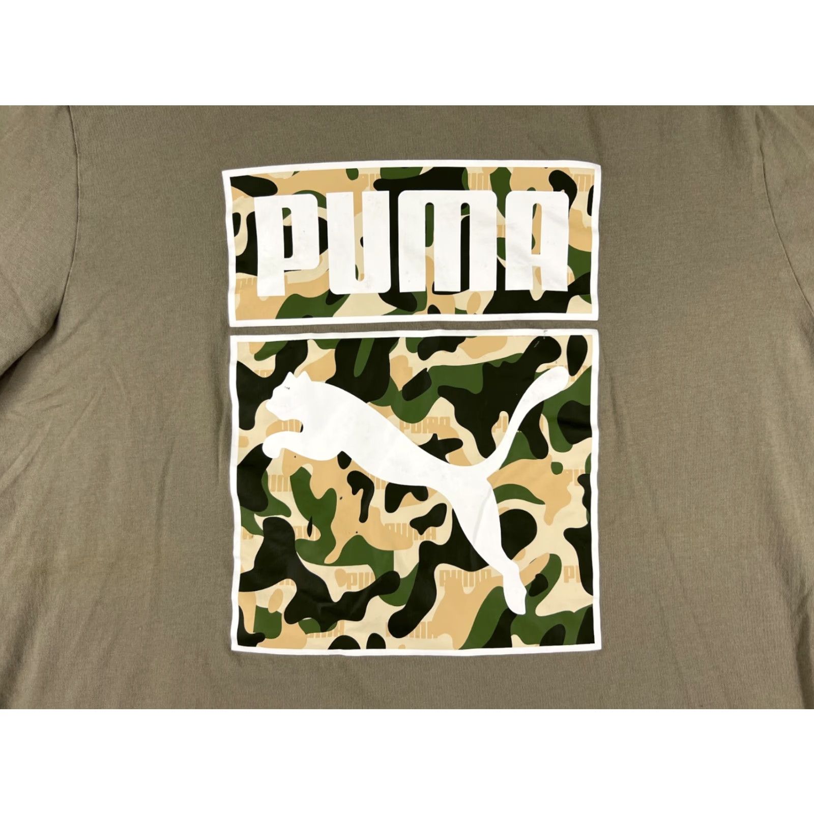 Puma Puma Shirt Mens XL Beige Camouflage Crew Neck Cotton Jersey One Shot Logo Size US XL / EU 56 / 4 - 3 Thumbnail