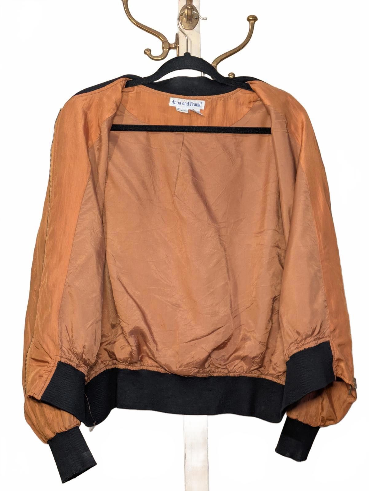 Other Vintage 80s Anna & Frank 100% Silk Orange Bomber Jacket EUC Size M / US 6-8 / IT 42-44 - 8 Thumbnail