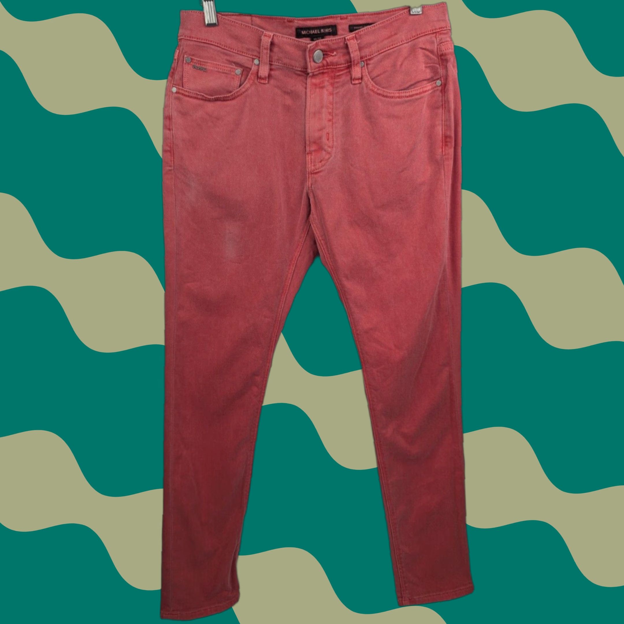 Michael Kors Michael Kors Pants Men's Slim Straight Leg 32 Red Pink Parker Chino Casual Size US 32 / EU 48 - 1 Thumbnail