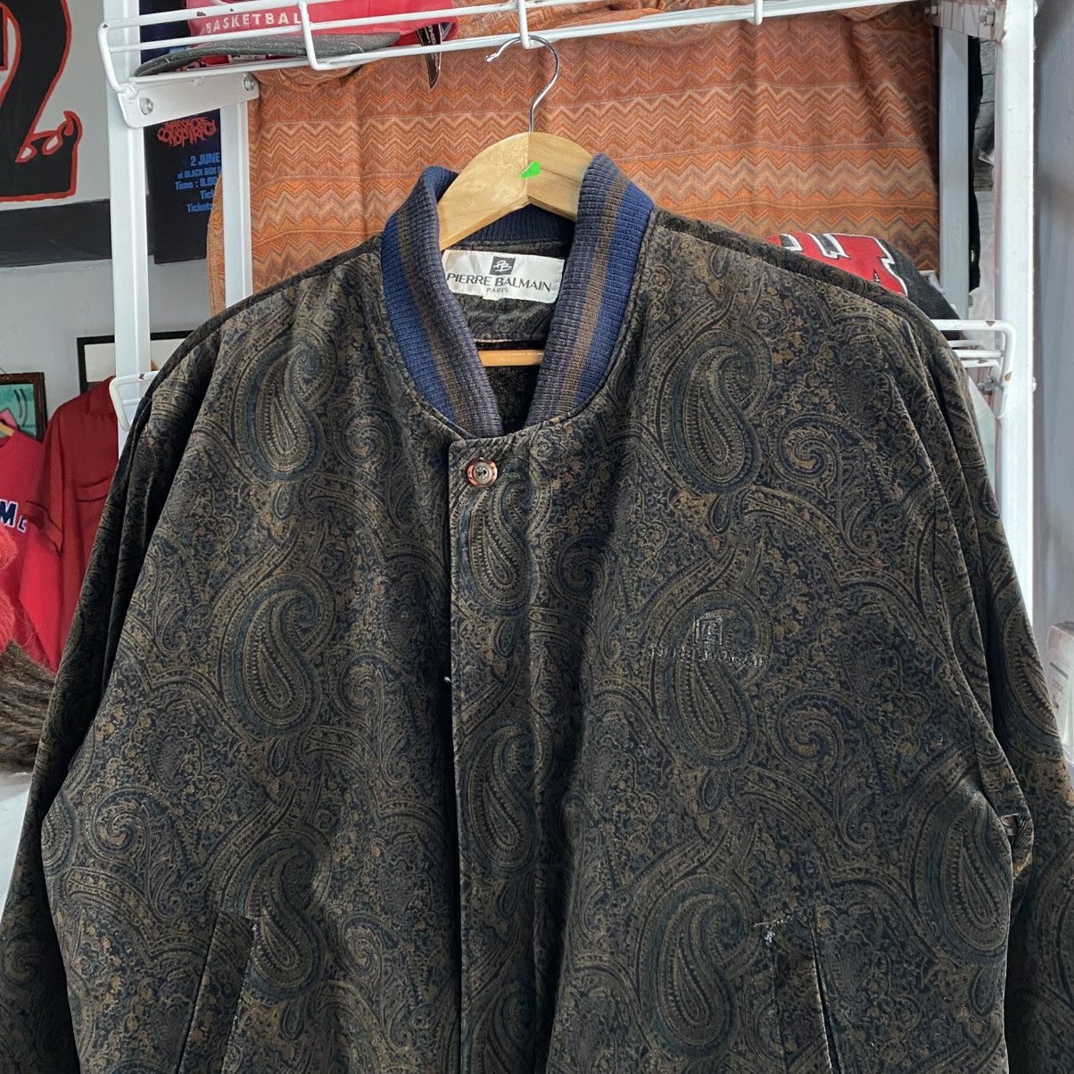Pierre Balmain Vintage Pierre Balmain Brown Paisley Jacquard Bomber Jacket Size US L / EU 52-54 / 3 - 4 Thumbnail